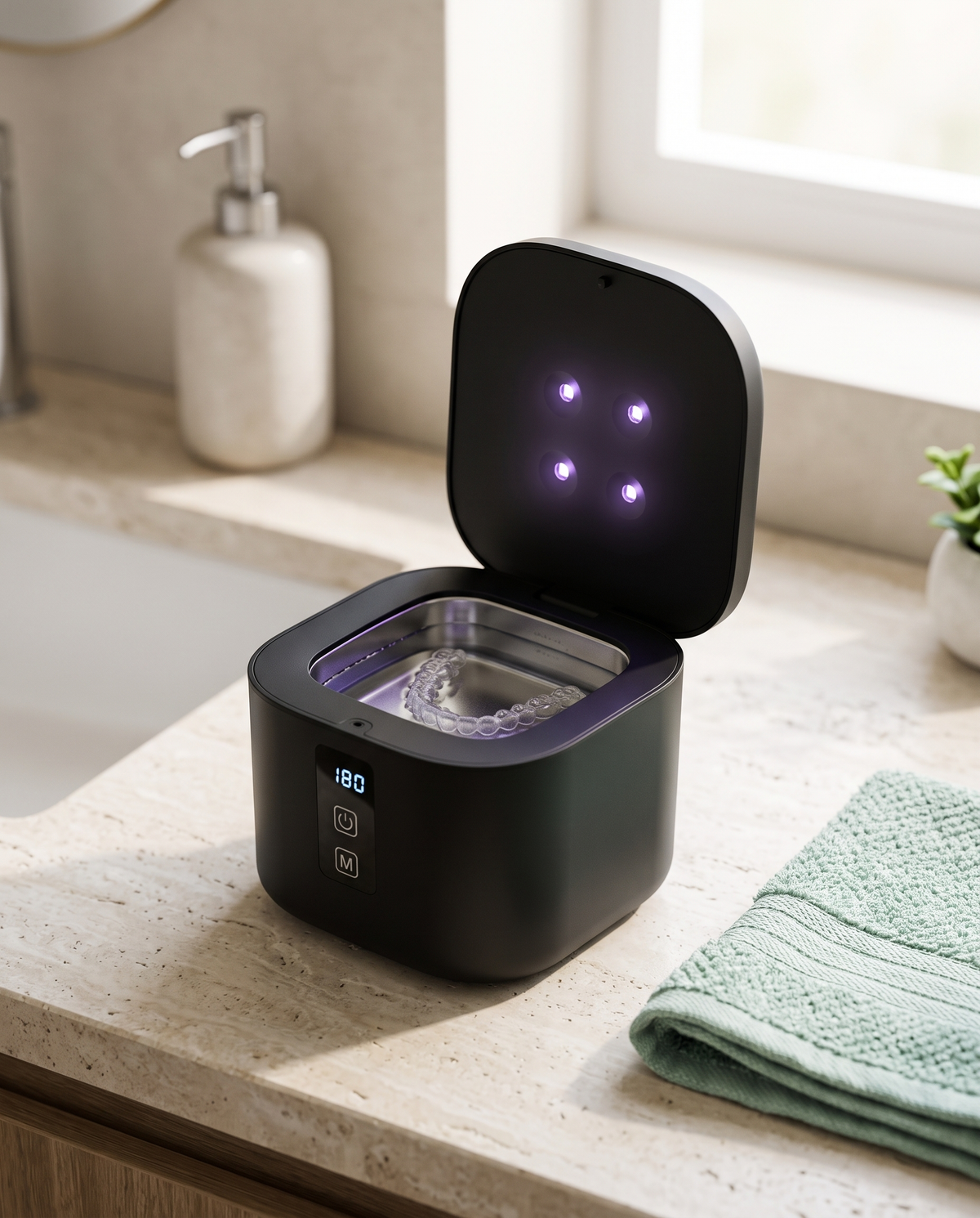 Littlemaddy Pod in black with UV light on