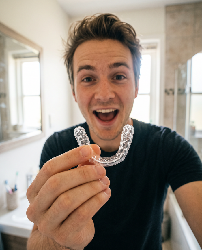 Example: showing the clear retainer to camera